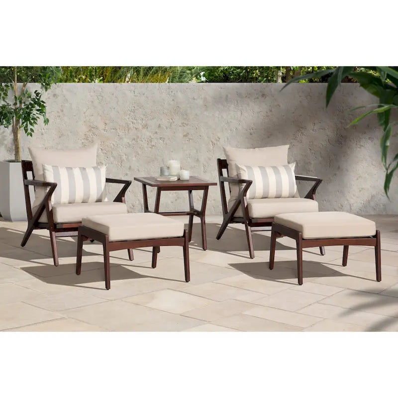 Ensemble de 5 pièces pour salon de jardin Vaughn avec fauteuil de club et ottoman Sunbrella