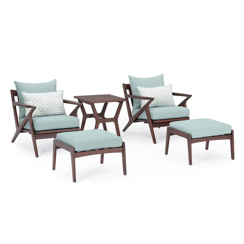 Ensemble de 5 pièces pour salon de jardin Vaughn avec fauteuil de club et ottoman Sunbrella