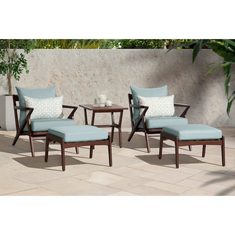 Ensemble de 5 pièces pour salon de jardin Vaughn avec fauteuil de club et ottoman Sunbrella
