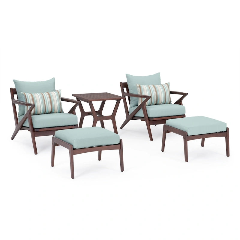 Ensemble de 5 pièces pour salon de jardin Vaughn avec fauteuil de club et ottoman Sunbrella