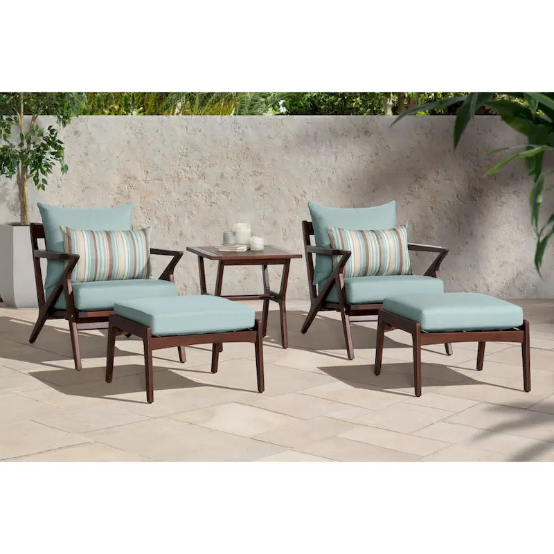 Ensemble de 5 pièces pour salon de jardin Vaughn avec fauteuil de club et ottoman Sunbrella
