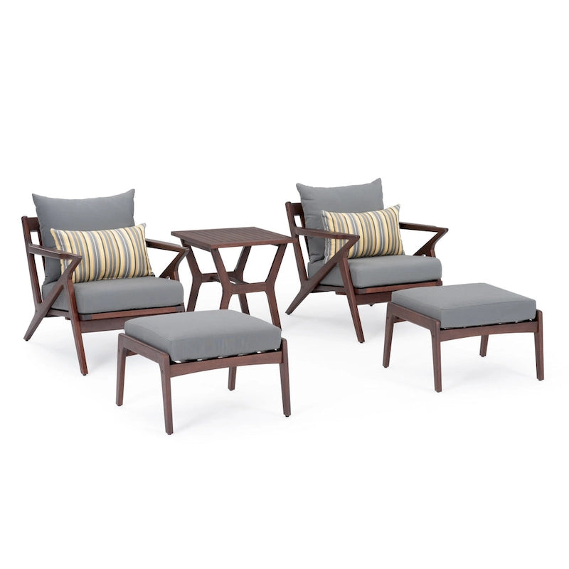Ensemble de 5 pièces pour salon de jardin Vaughn avec fauteuil de club et ottoman Sunbrella