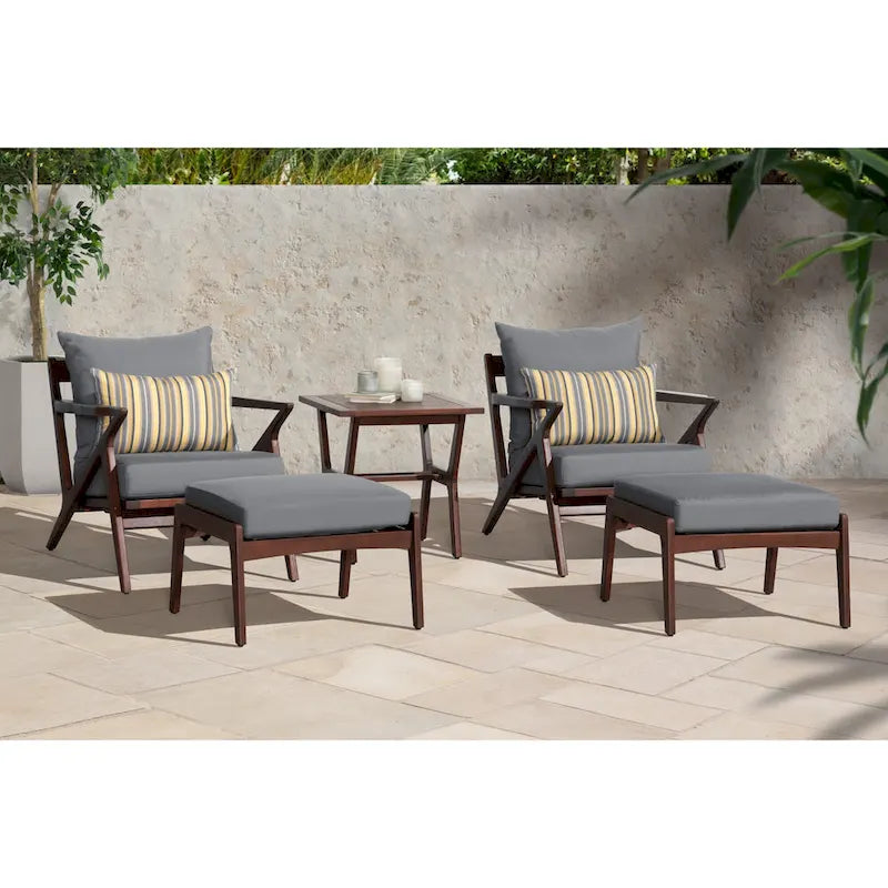 Ensemble de 5 pièces pour salon de jardin Vaughn avec fauteuil de club et ottoman Sunbrella
