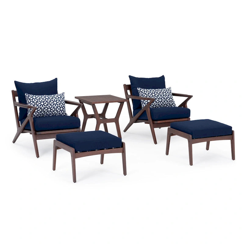 Ensemble de 5 pièces pour salon de jardin Vaughn avec fauteuil de club et ottoman Sunbrella