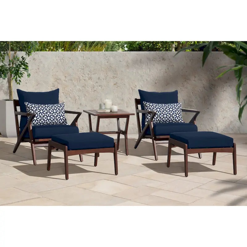 Ensemble de 5 pièces pour salon de jardin Vaughn avec fauteuil de club et ottoman Sunbrella