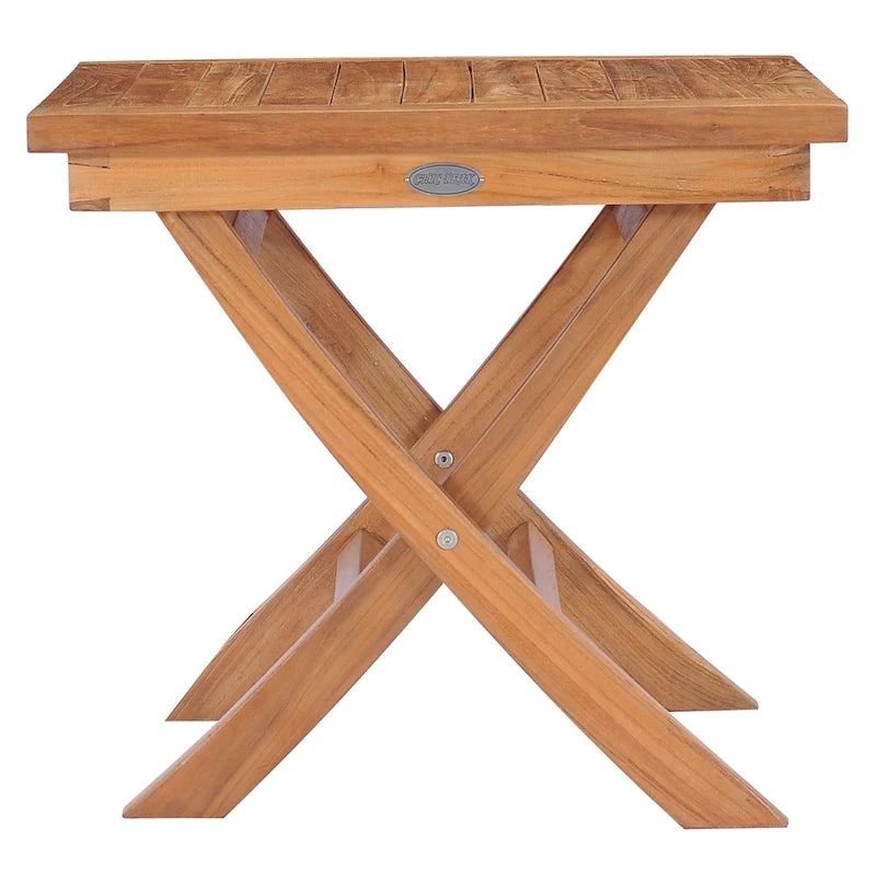 Table d'appoint pliante carrée Chic Teak Titanic en bois de teck d'extérieur, 50 cm