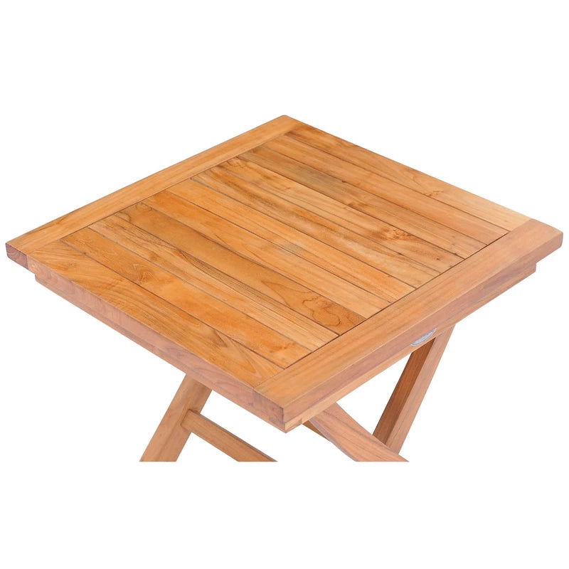 Table d'appoint pliante carrée Chic Teak Titanic en bois de teck d'extérieur, 50 cm