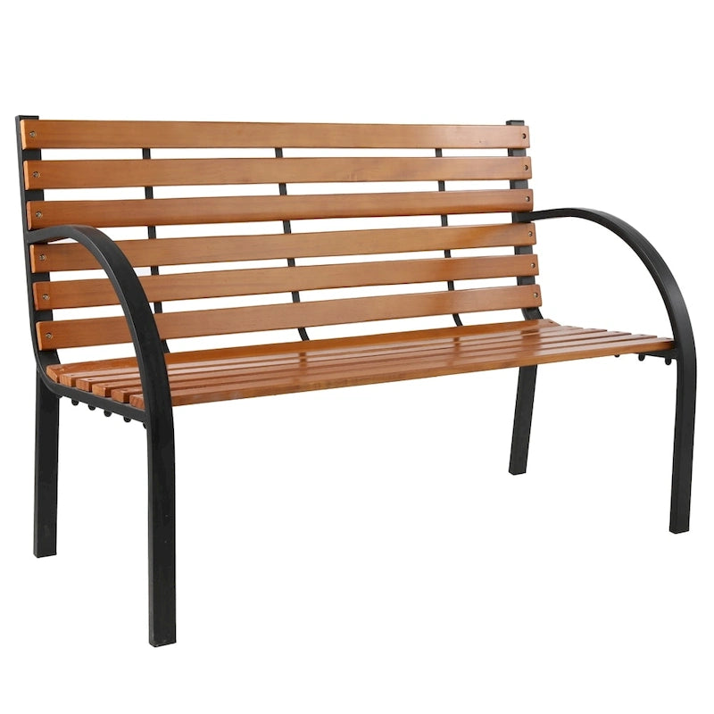 Banc de jardin/parc extérieur avec cadre en fonte et 48 lattes en bois dur