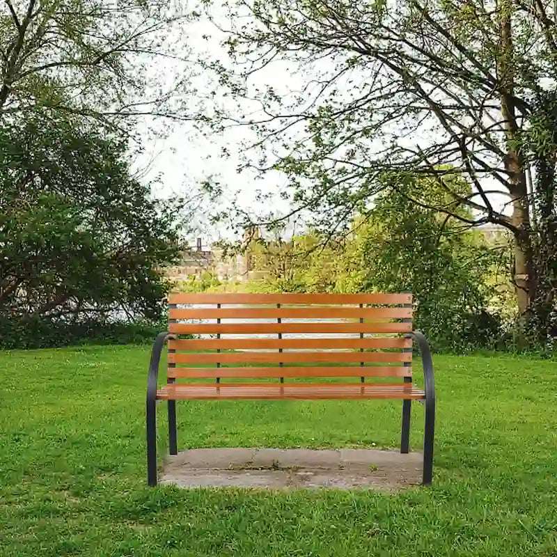 Banc de jardin/parc extérieur avec cadre en fonte et 48 lattes en bois dur