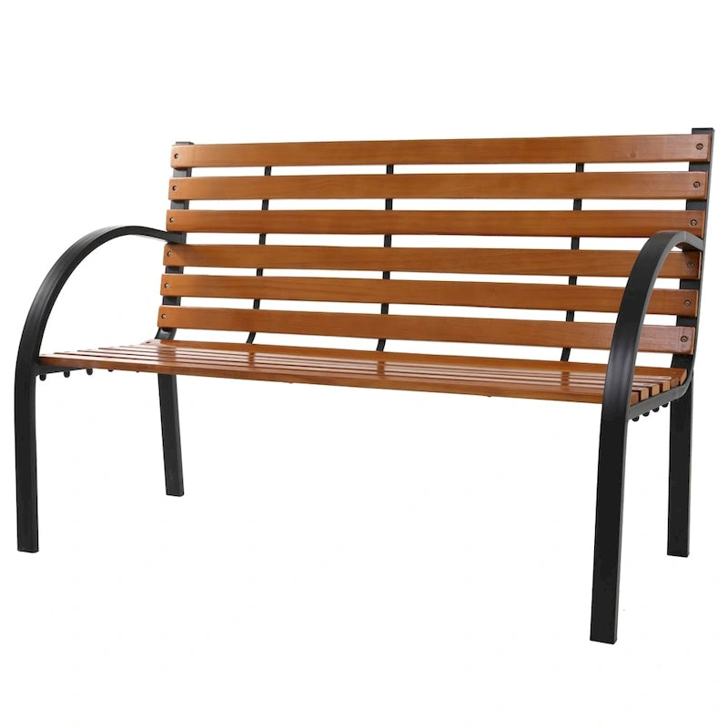 Banc de jardin/parc extérieur avec cadre en fonte et 48 lattes en bois dur