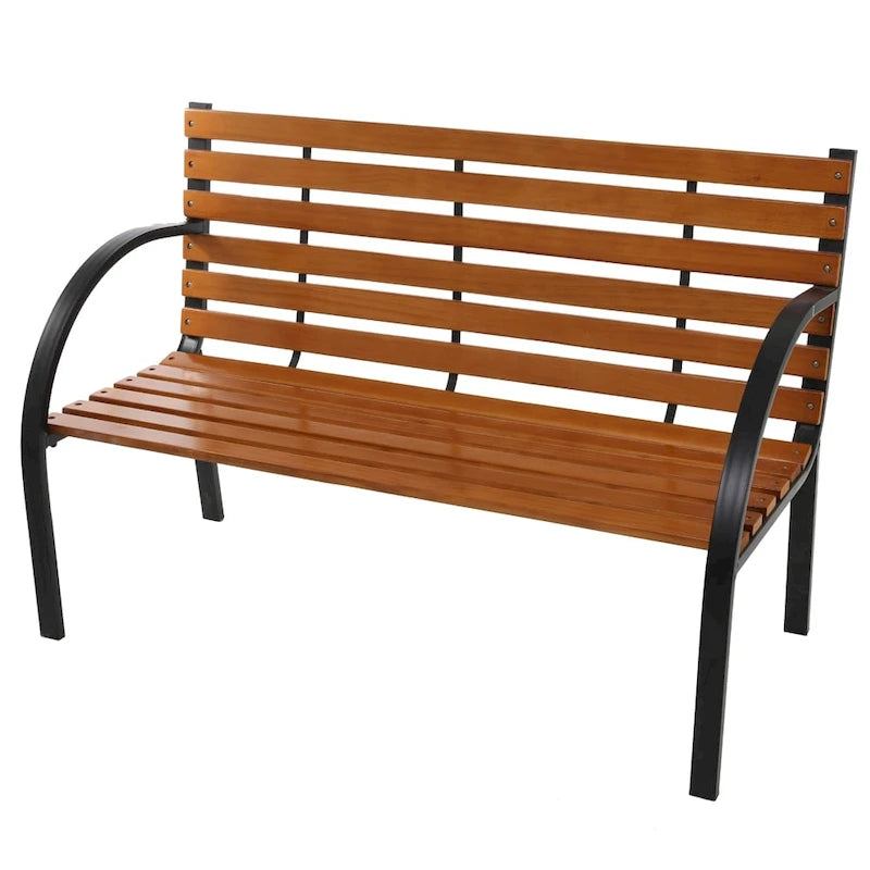 Banc de jardin/parc extérieur avec cadre en fonte et 48 lattes en bois dur