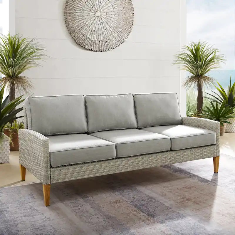 Crosley Capella Outdoor Wicker Sofa - 33H x 75.75W x 29.5D