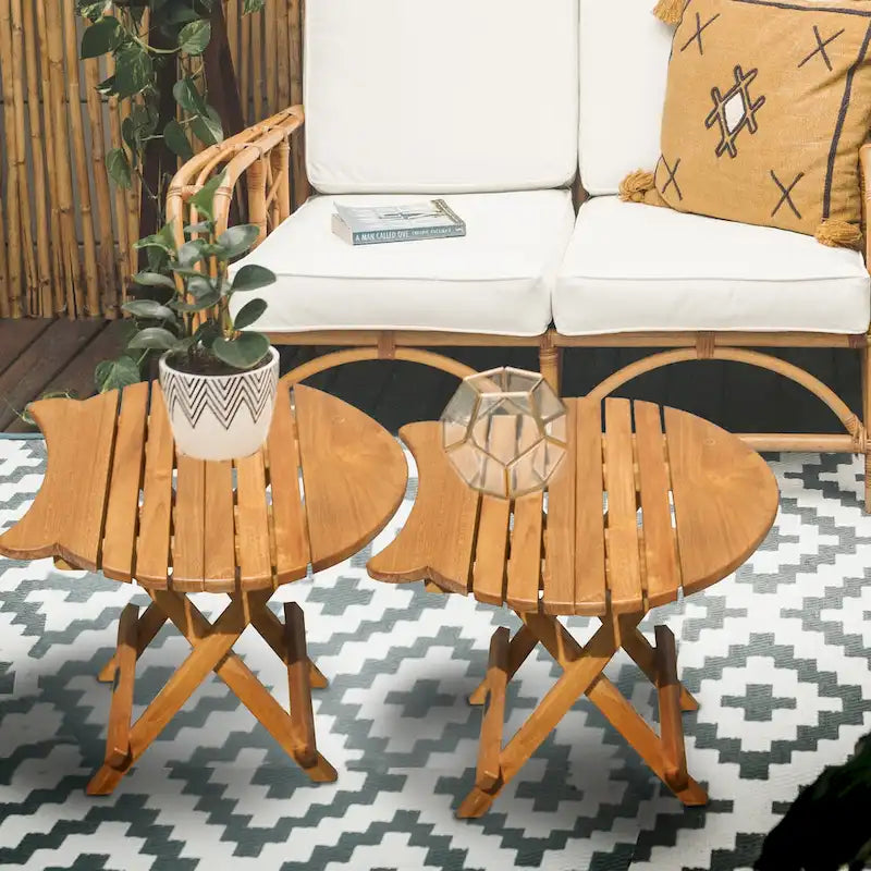 Chic Teak Fish Table de pique-nique pliante d'extérieur en bois de teck avec poignée de transport