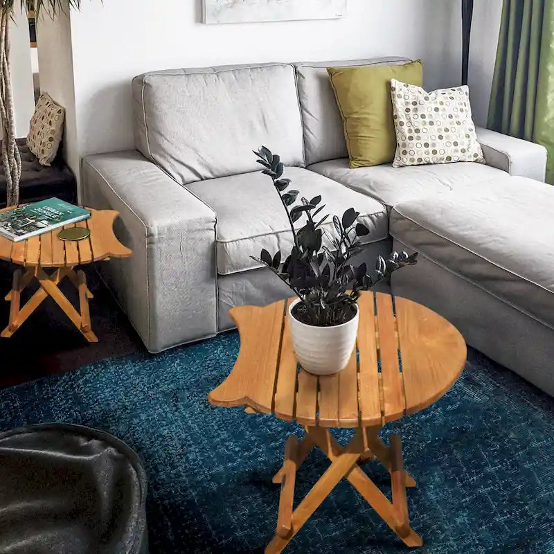 Chic Teak Fish Table de pique-nique pliante d'extérieur en bois de teck avec poignée de transport