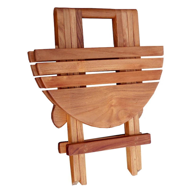 Chic Teak Fish Table de pique-nique pliante d'extérieur en bois de teck avec poignée de transport