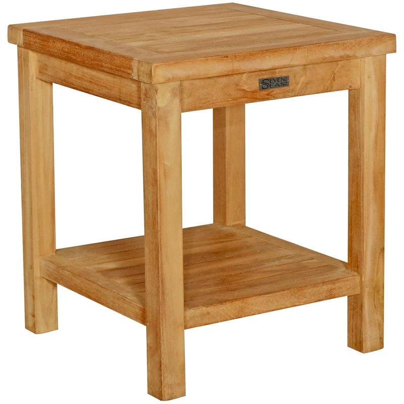 Table d'appoint d'extérieur en teck avec étagère Seven Seas Teak Panama