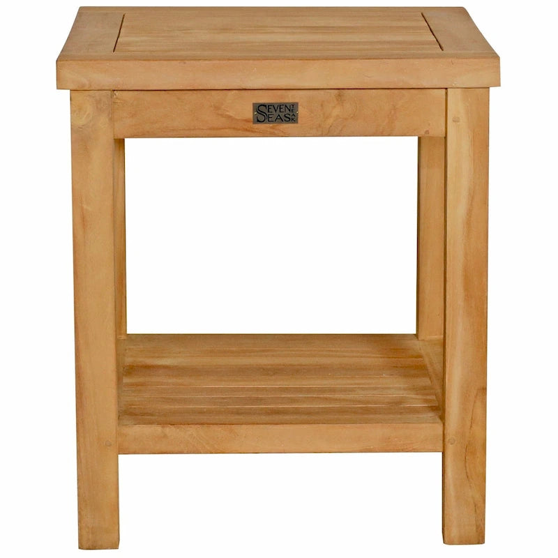Table d'appoint d'extérieur en teck avec étagère Seven Seas Teak Panama