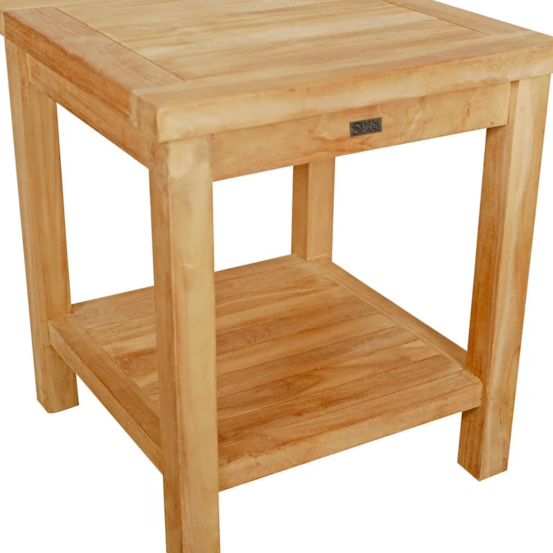 Table d'appoint d'extérieur en teck avec étagère Seven Seas Teak Panama