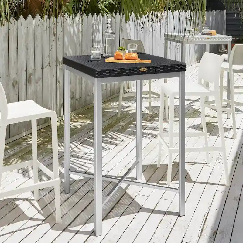 Table de bar Russ Resin tout temps avec pieds en aluminium