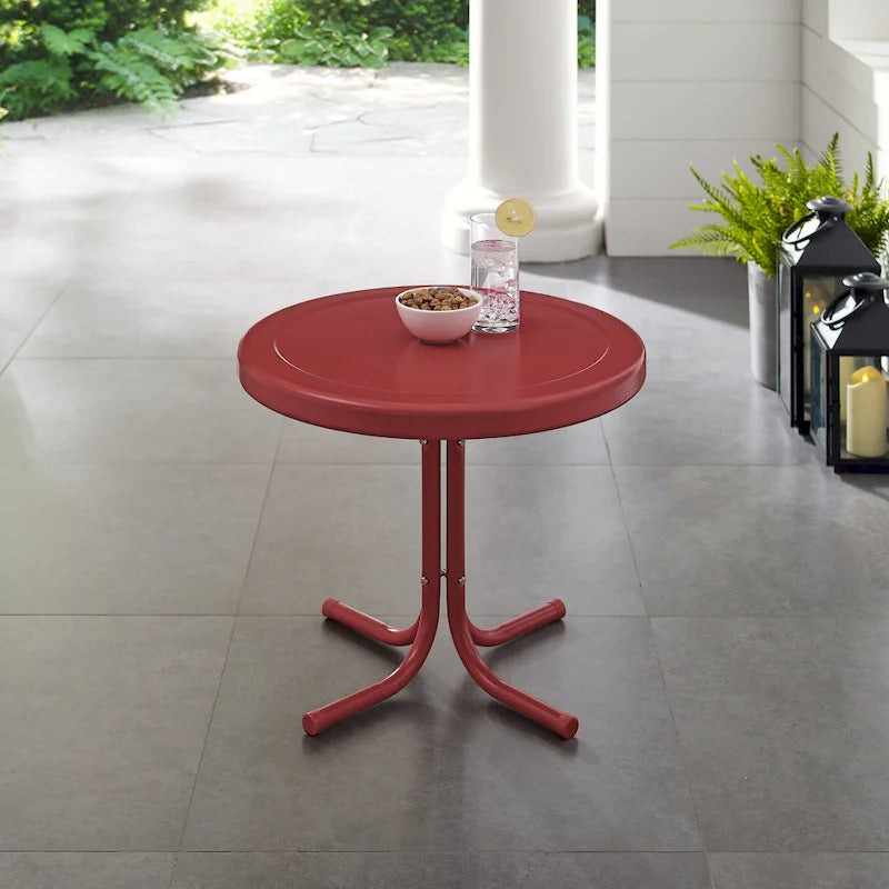 Table d'appoint en métal de style rétro Crosley, rouge corail