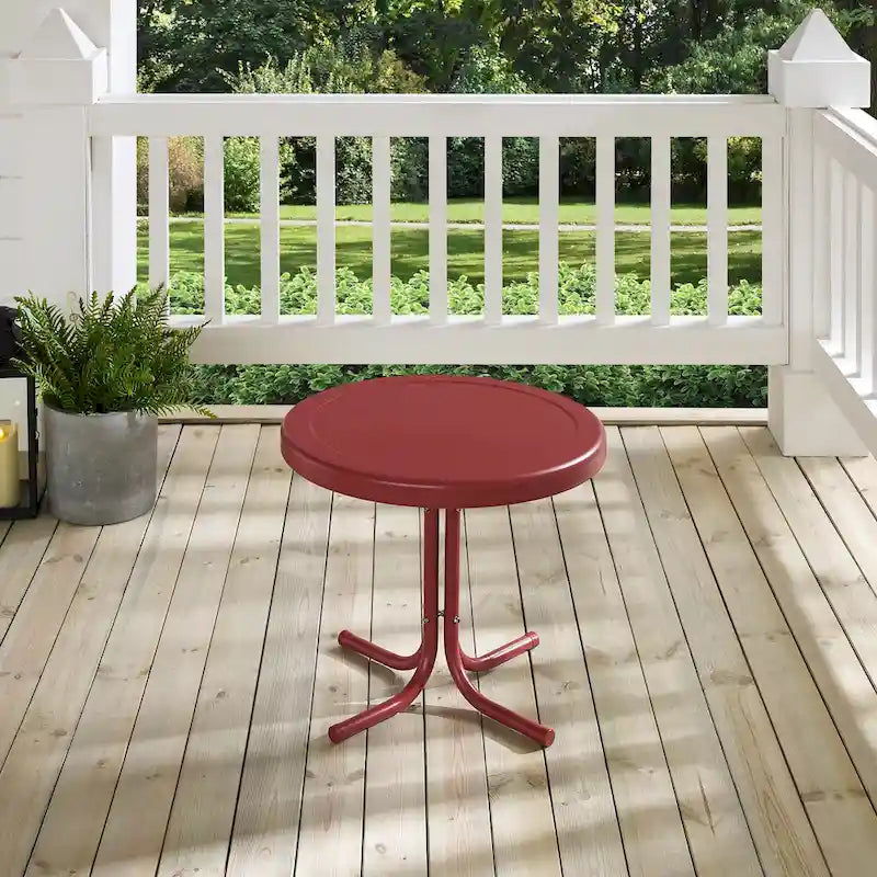 Table d'appoint en métal de style rétro Crosley, rouge corail