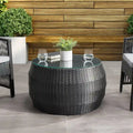 Parksville Black Wicker Rattan Round Coffee Table