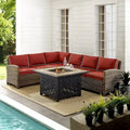 Crosley Bradenton 5-Piece Outdoor Wicker Seating Set With Sangria Cushions - 115.75 W x 85.75 D x 32.5 H