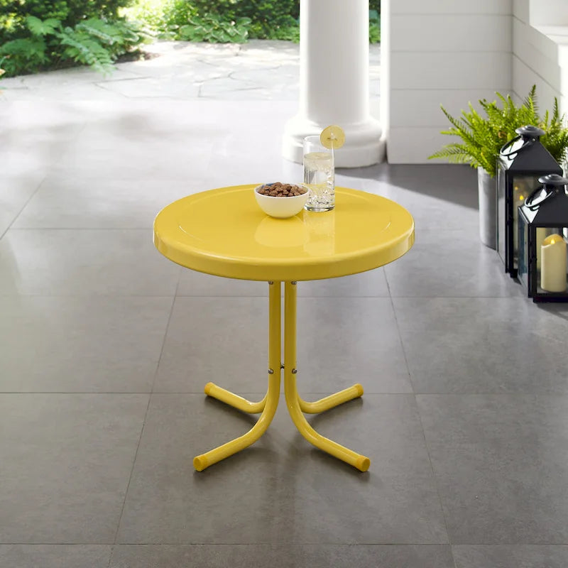 Table d'appoint Crosley rétro en métal jaune