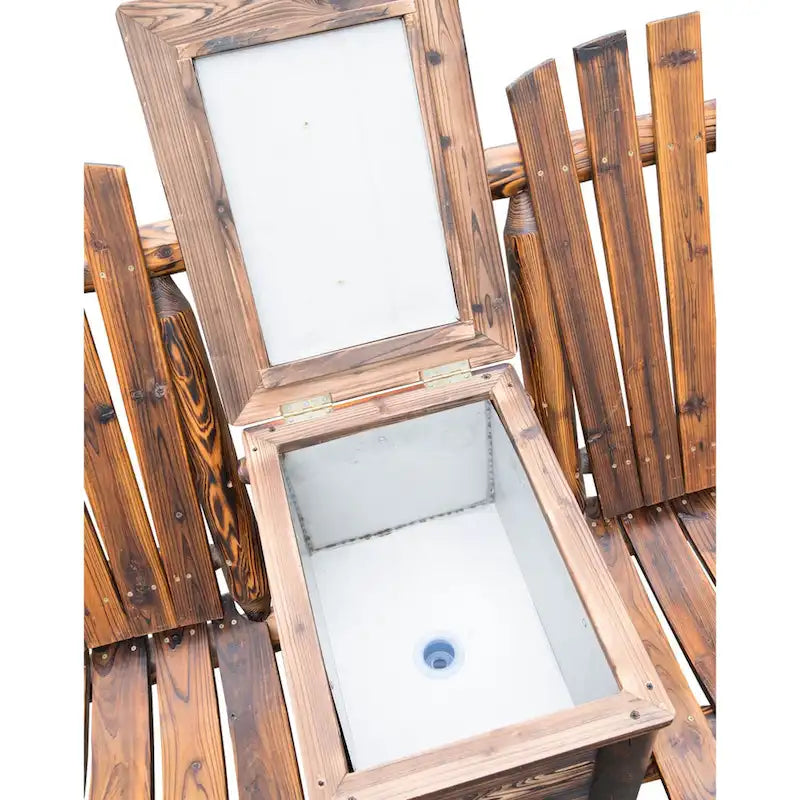 Chaise de patio Adirondack double en bois Outsunny avec glacière intégrée