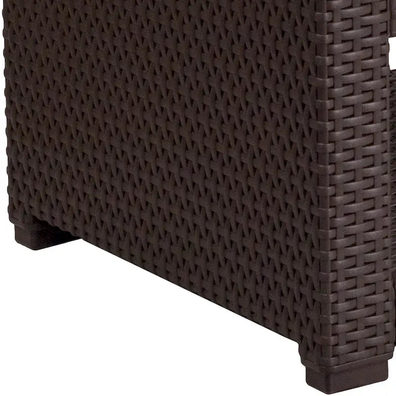Table d'appoint en rotin synthétique marron chocolat - Table d'appoint d'extérieur - Table de patio - 22 larg. x 22 prof. x 15,25 haut. - 22 larg. x 22 prof. x 15,25 haut.