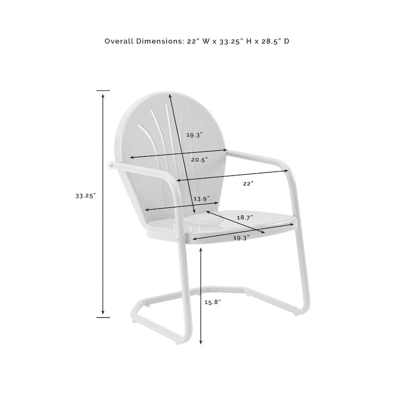 Ensemble de conversation extérieur 3 pièces en métal Crosley Griffith – Deux chaises au fini rouge avec table d'appoint au fini blanc