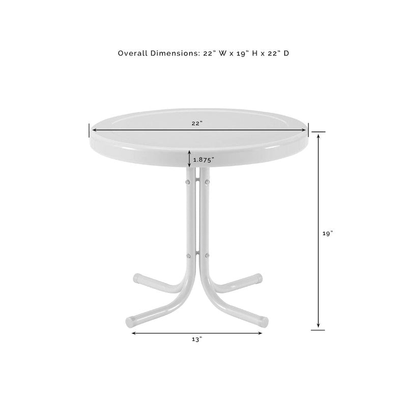 Ensemble de conversation extérieur 3 pièces en métal Crosley Griffith – Deux chaises au fini rouge avec table d'appoint au fini blanc