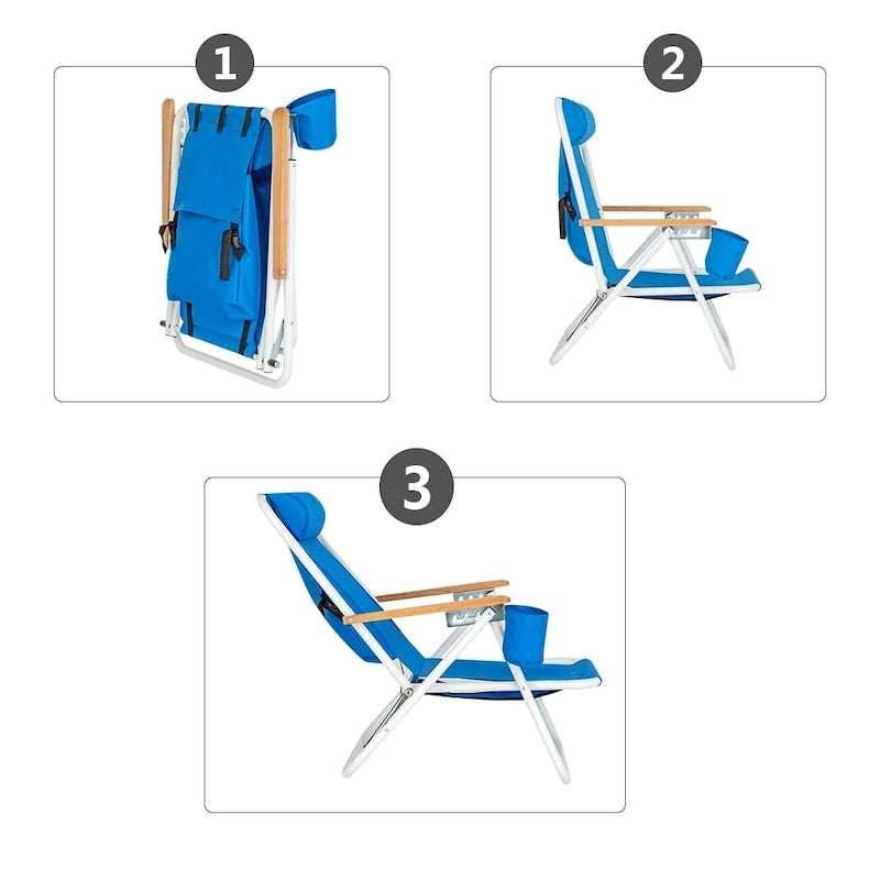 Chaise de plage portable haute résistance 140 avec appui-tête réglable
