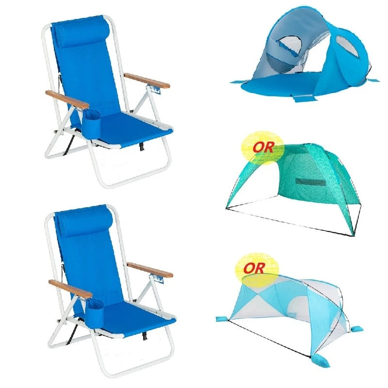 Chaise de plage portable haute résistance 140 avec appui-tête réglable