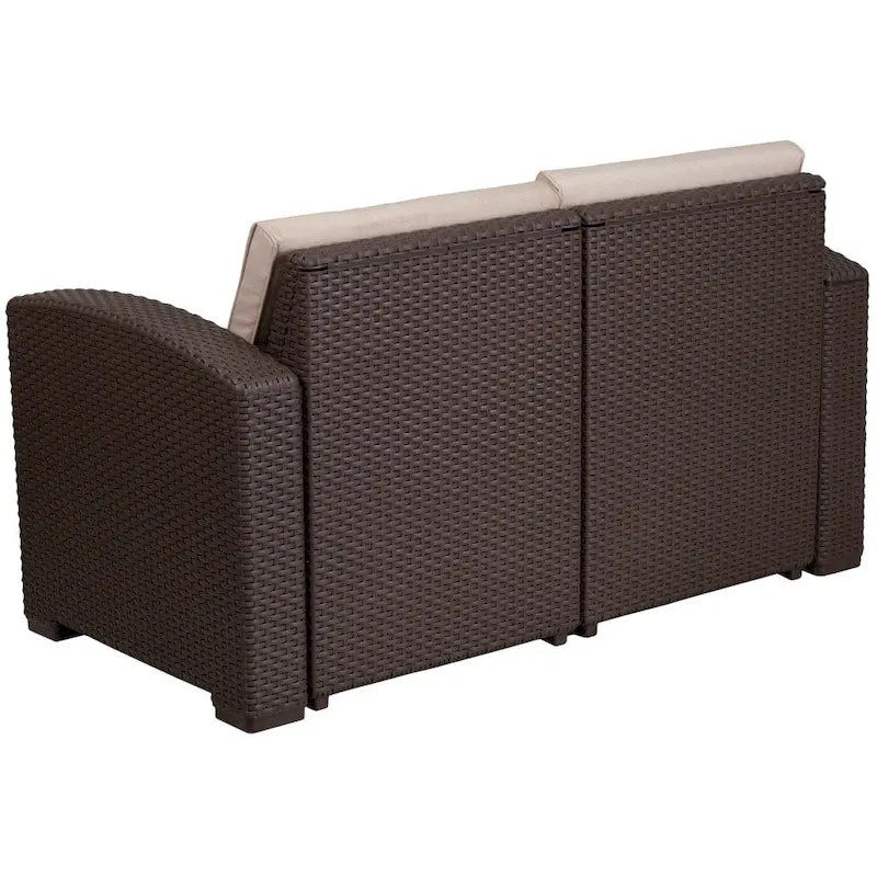 Causeuse en rotin synthétique avec coussins tout temps