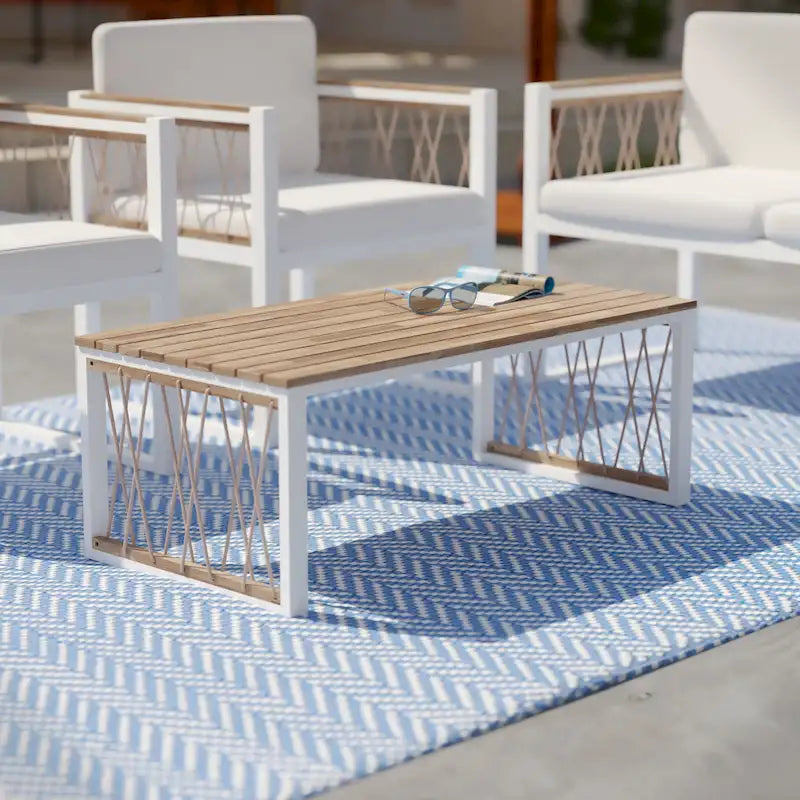 SEI Furniture Wilsey Contemporary Natural Acacia Wood Coffee Table with Rope Detail