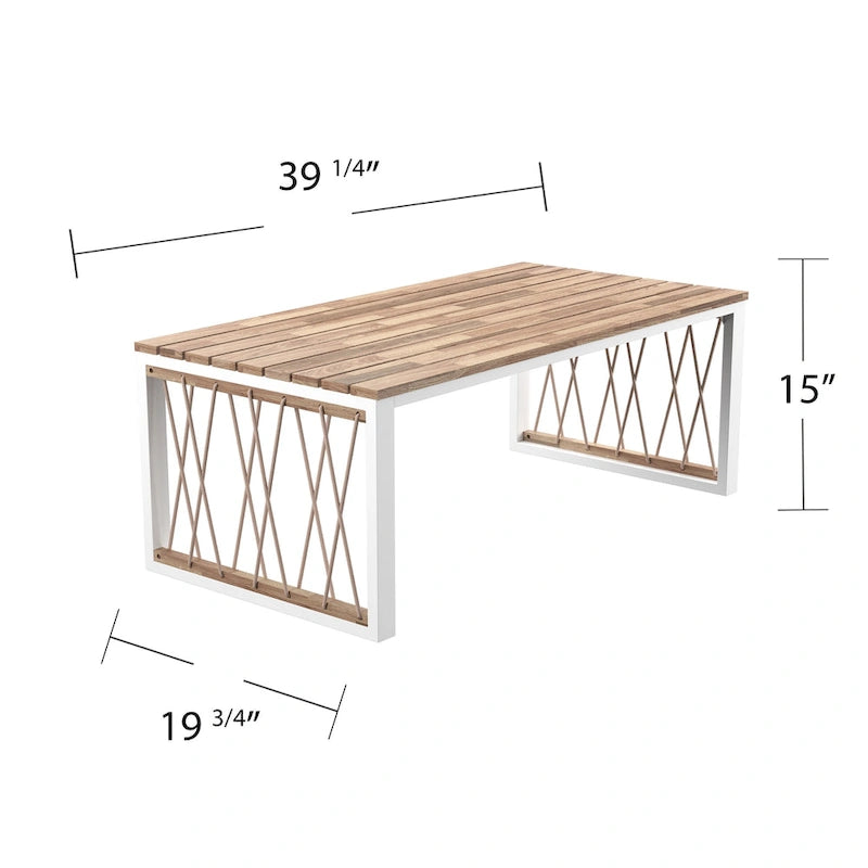 Table basse contemporaine Wilsey en bois d'acacia naturel avec détails en corde de SEI Furniture