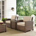 Crosley Bradenton Brown Wicker Sand Cushions Outdoor Conversation Set (Set of 3)