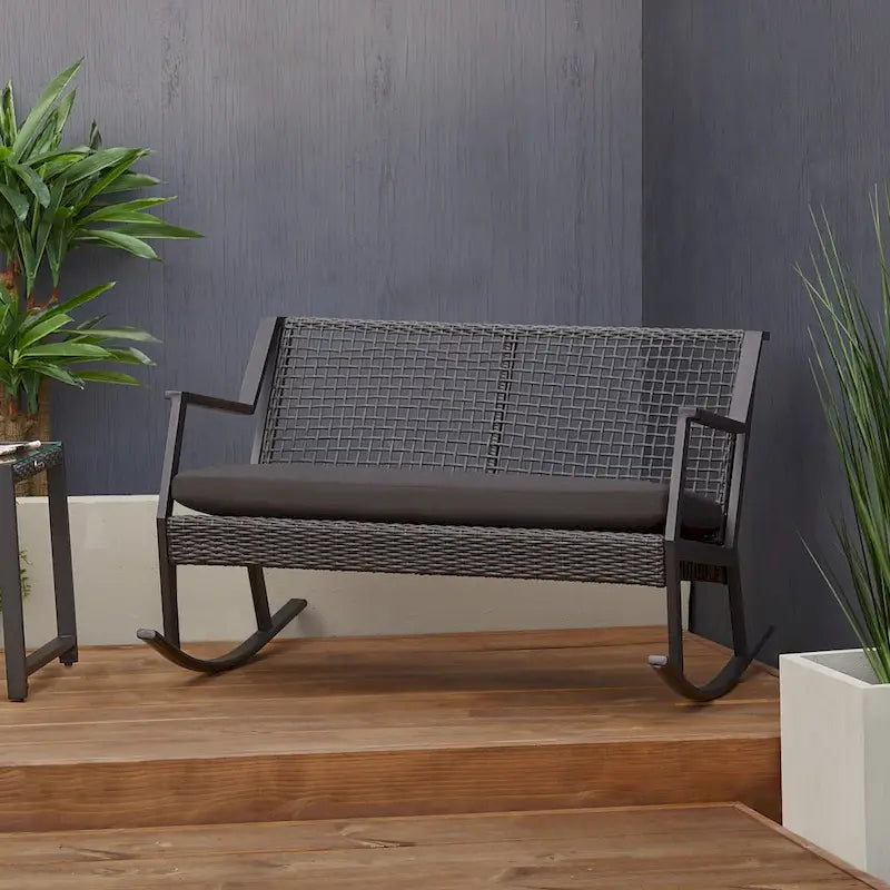 Calvin 46.5 Two Seat Rocker in Black by Real Flame - 46.5L x 37W x 31H