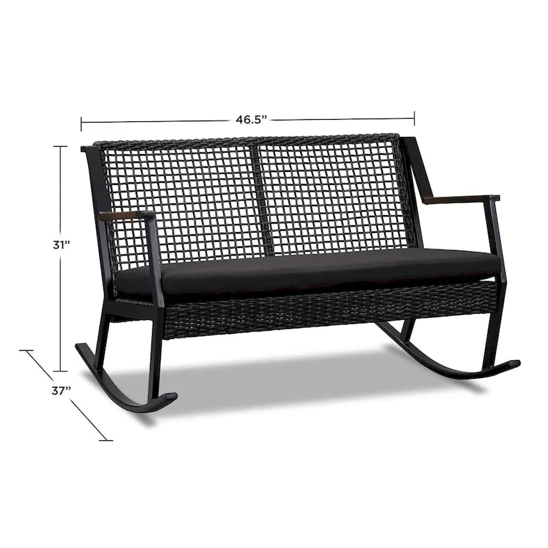 Balançoire à deux places Calvin 46.5 noire par Real Flame - 46,5 L x 37 l x 31 H
