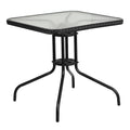 Table de bistro carrée en verre trempé intérieur/extérieur avec bordure en rotin – 71 larg. x 71 prof. x 71 haut. (cm)