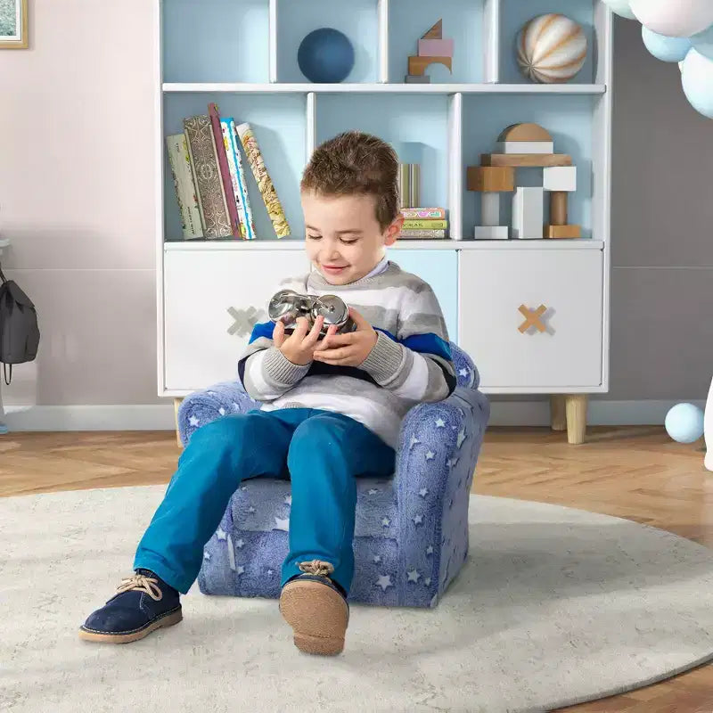 Mini canapé pour enfants avec étoiles phosphorescentes, canapé rembourré pour tout-petits de 18 à 36 mois