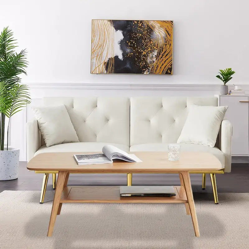 Table basse en bois massif, table d'appoint simple et élégante, chêne - 39