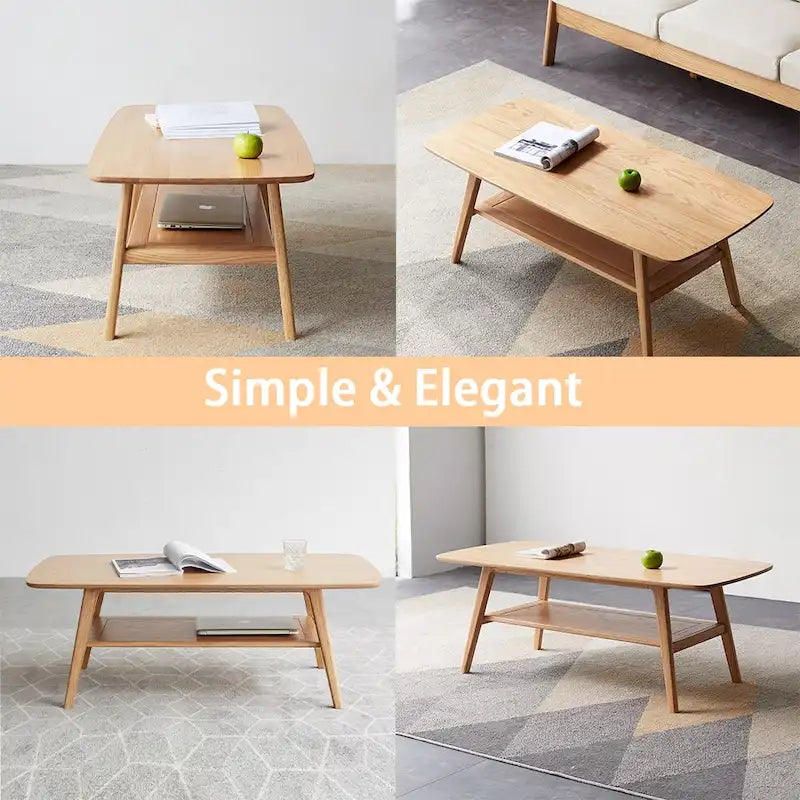 Table basse en bois massif, table d'appoint simple et élégante, chêne - 39
