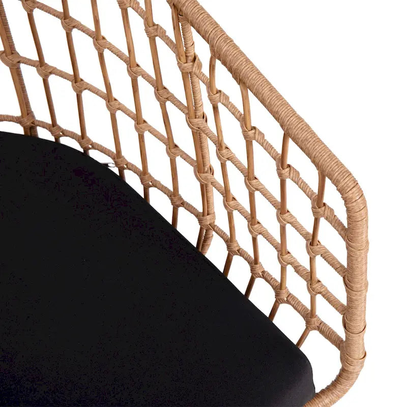 2 fauteuils de club bohème en rotin tressé pour l'intérieur/l'extérieur - Coussins d'assise inclus