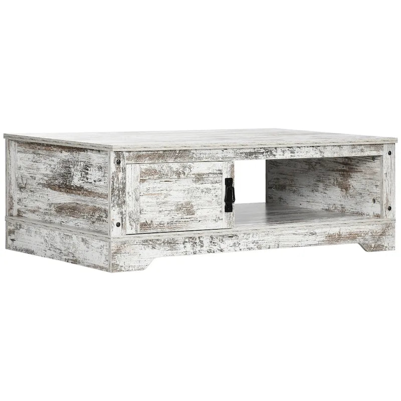 Table basse HOMCOM, table à thé de style vintage avec armoire de rangement, compartiments de rangement ouverts, tables basses pour salon, blanc