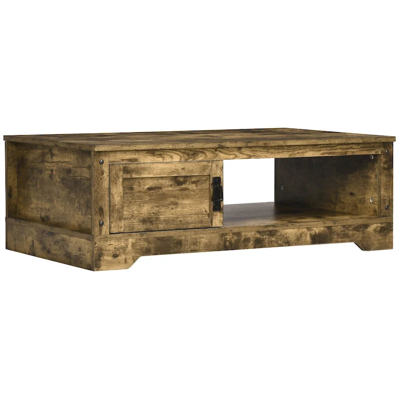 Table basse HOMCOM, table à thé de style vintage avec armoire de rangement, compartiments de rangement ouverts, tables basses pour salon, blanc