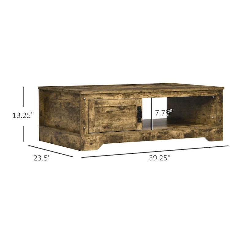 Table basse HOMCOM, table à thé de style vintage avec armoire de rangement, compartiments de rangement ouverts, tables basses pour salon, blanc