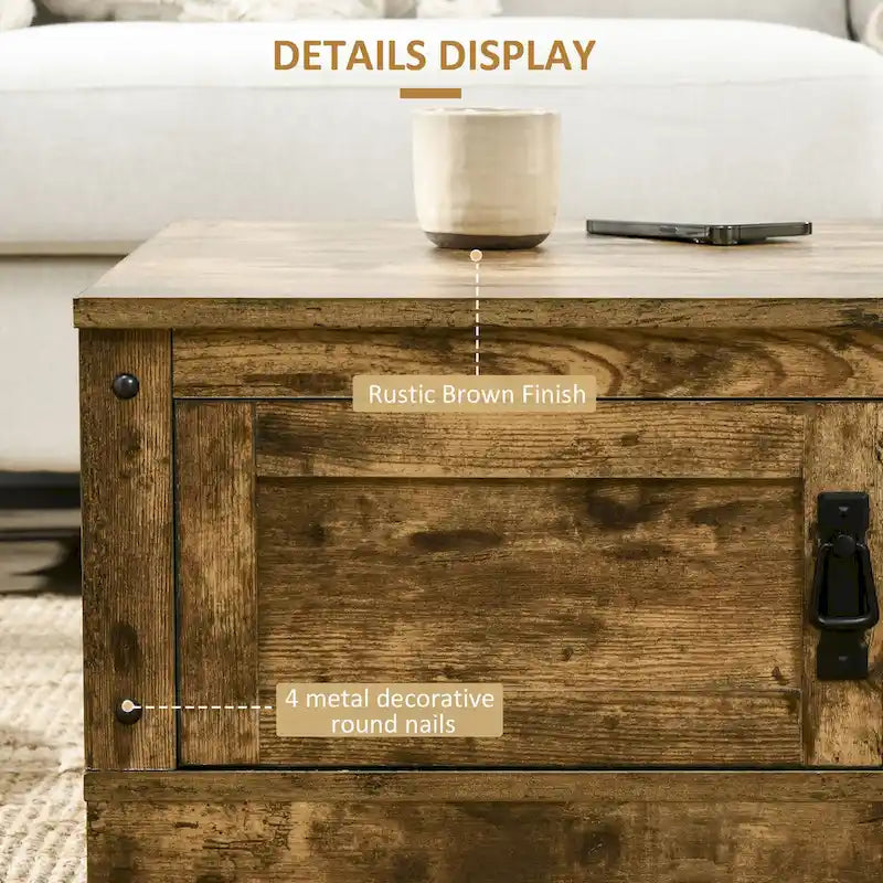Table basse HOMCOM, table à thé de style vintage avec armoire de rangement, compartiments de rangement ouverts, tables basses pour salon, blanc