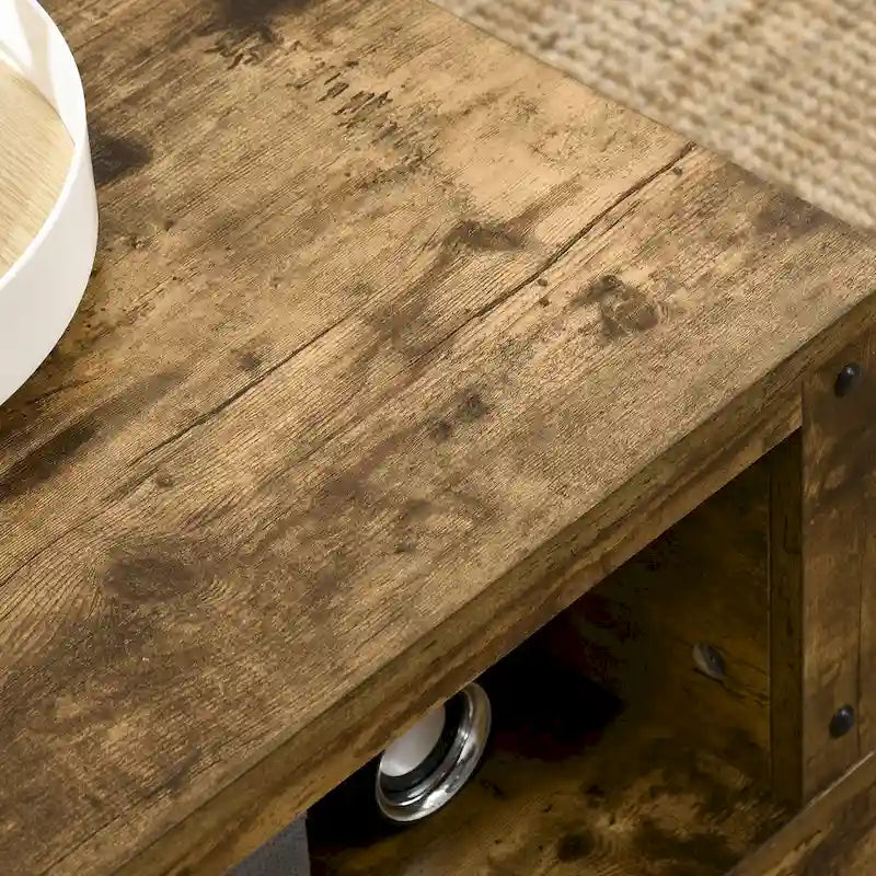 Table basse HOMCOM, table à thé de style vintage avec armoire de rangement, compartiments de rangement ouverts, tables basses pour salon, blanc
